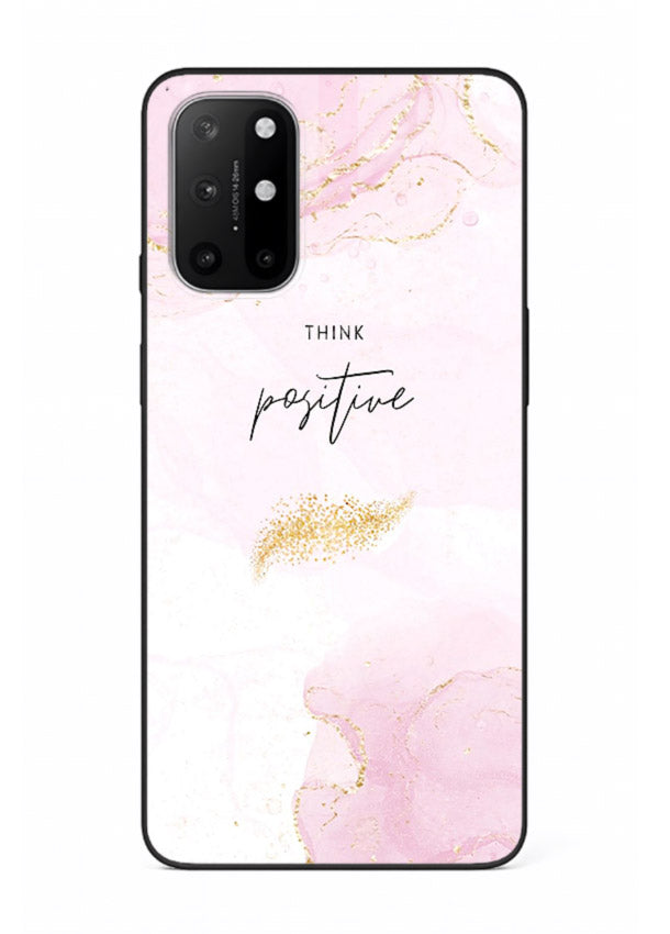 Pink cloudscape quote printed on OnePlus 8T glass back cover with calming tones.