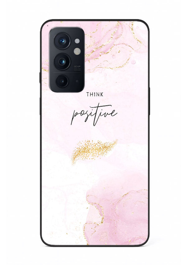 Pink cloudscape quote printed on OnePlus 9RT glass back cover with calming tones.