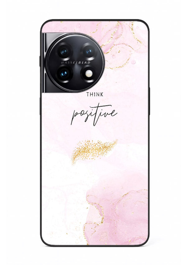 Pink cloudscape quote printed on OnePlus 11 glass back cover with calming tones.