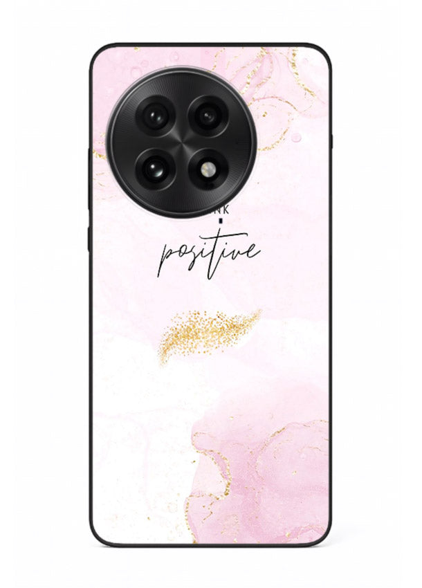 Pink cloudscape quote printed on OnePlus 13 glass back cover with calming tones.