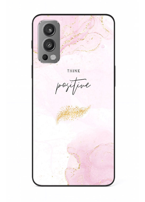 Pink cloudscape quote printed on OnePlus Nord 2 glass back cover with calming tones.