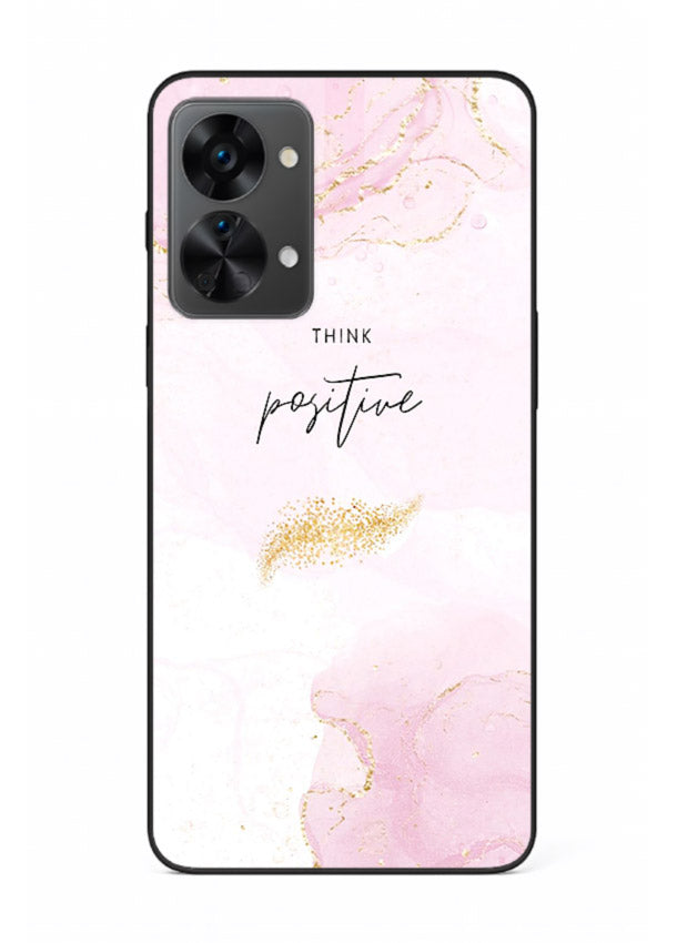 Pink cloudscape quote printed on OnePlus Nord 2T glass back cover with calming tones.