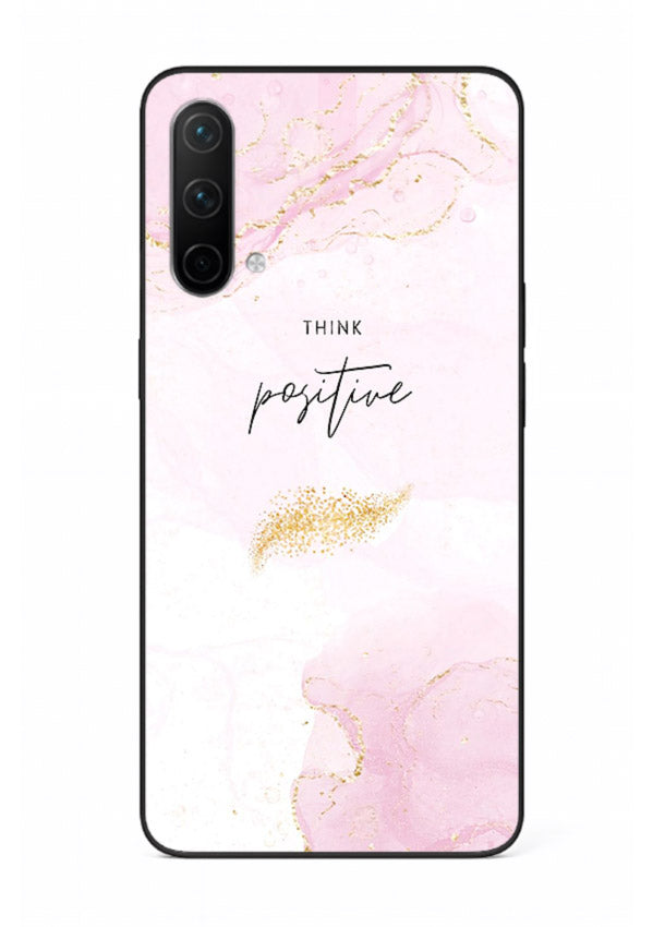 Pink cloudscape quote printed on OnePlus Nord CE 5G glass back cover with calming tones.