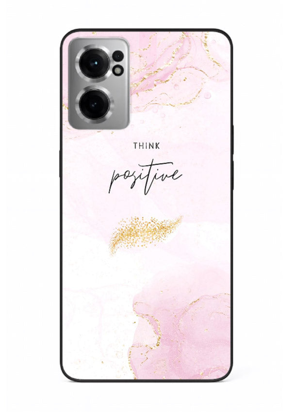 Pink cloudscape quote printed on OnePlus Nord CE2 5G glass back cover with calming tones.