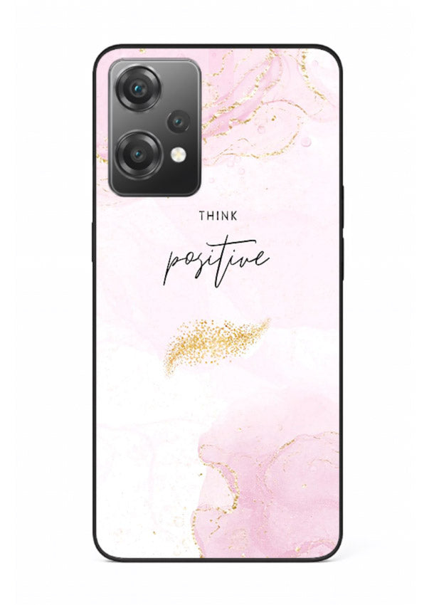 Pink cloudscape quote printed on OnePlus Nord CE2 Lite 5G glass back cover with calming tones.