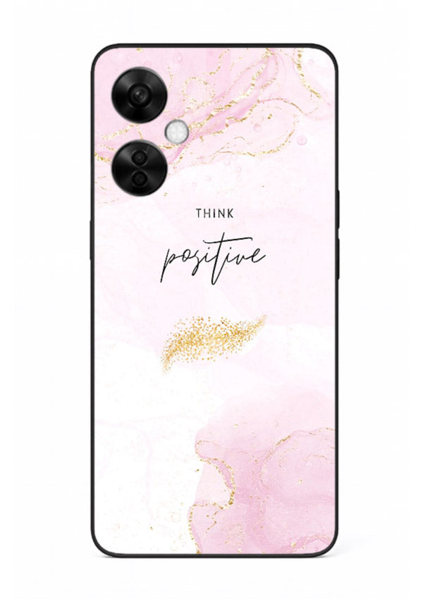Pink cloudscape quote printed on OnePlus Nord CE3 Lite glass back cover with calming tones.