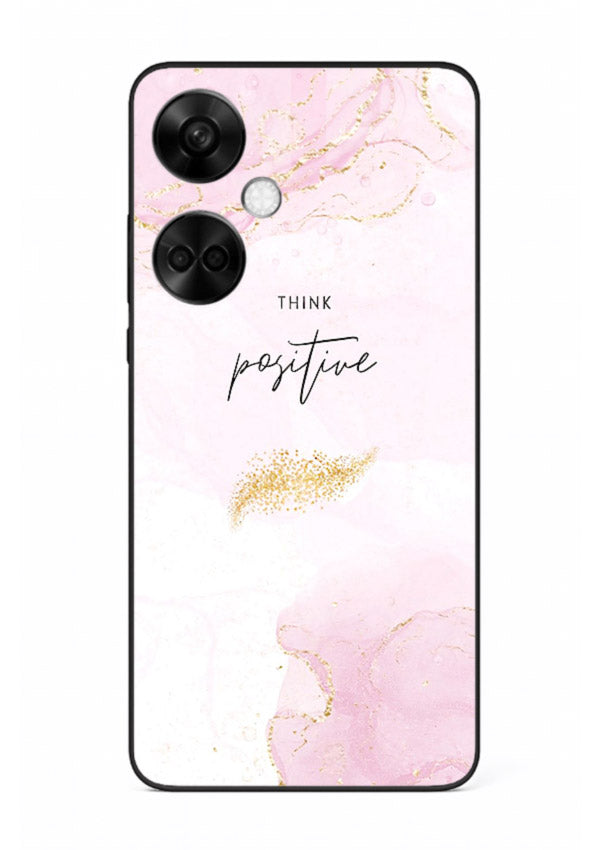 Pink cloudscape quote printed on OnePlus Nord CE3 glass back cover with calming tones.