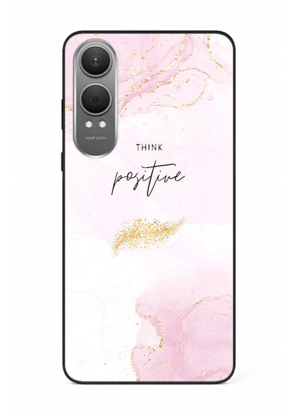 Pink cloudscape quote printed on OnePlus Nord CE4 Lite glass back cover with calming tones.