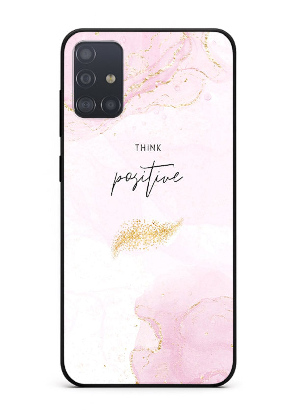 Pink cloudscape quote printed on Samsung A71 glass back cover with calming tones.