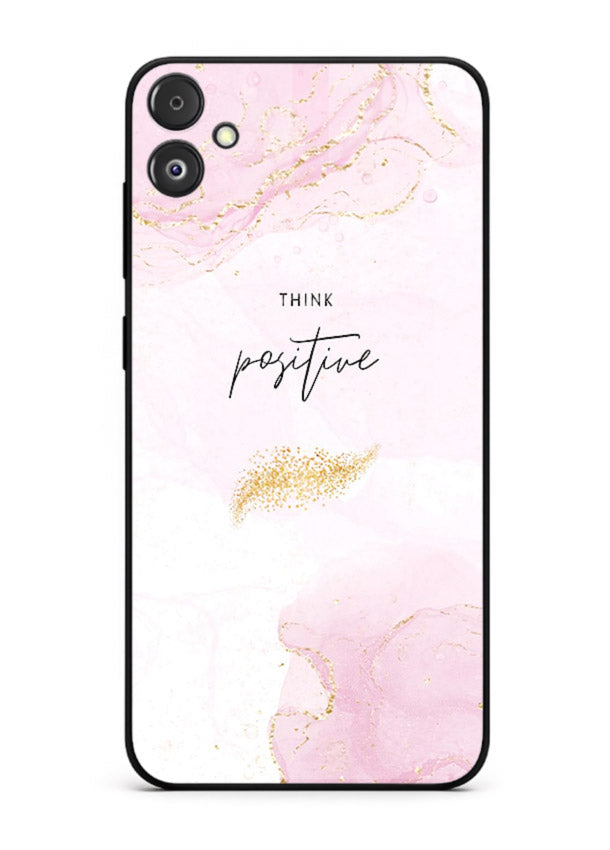 Pink cloudscape quote printed on Samsung F04 5G glass back cover with calming tones.