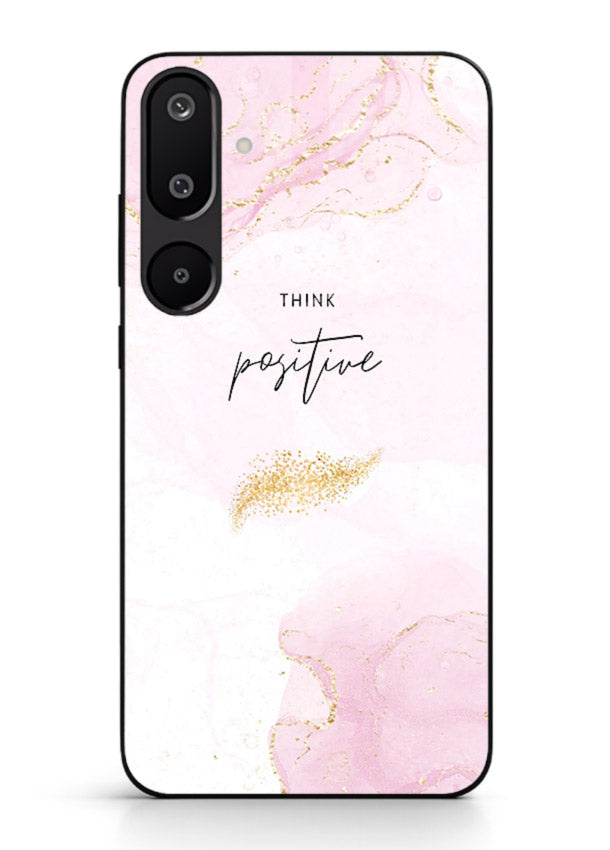 Pink cloudscape quote printed on Samsung M16 5G glass back cover with calming tones.
