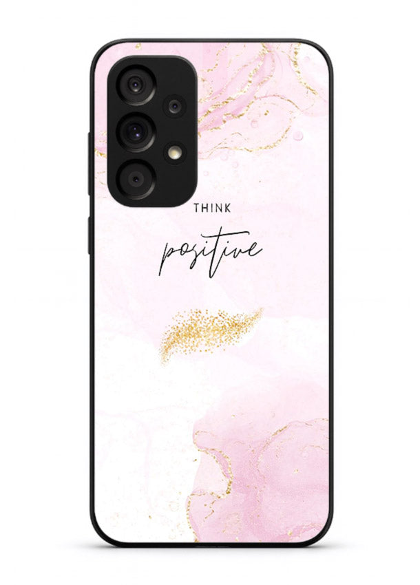 Pink cloudscape quote printed on Samsung A33 5G glass back cover with calming tones.