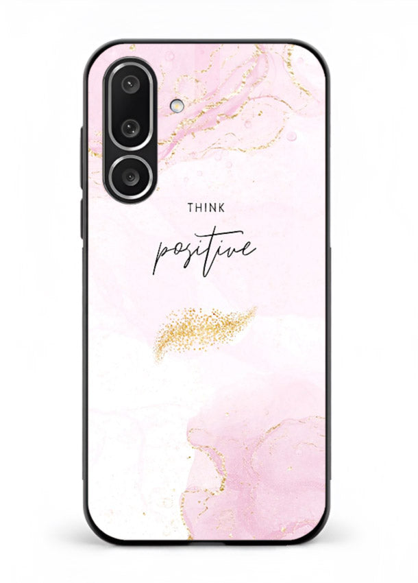 Pink cloudscape quote printed on Samsung M36 5G glass back cover with calming tones.