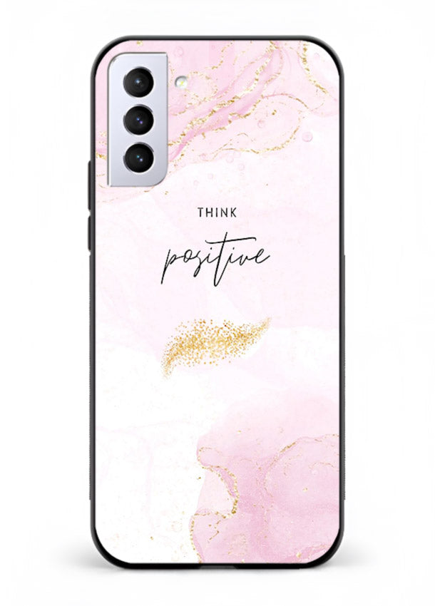 Pink cloudscape quote printed on Samsung S21 FE glass back cover with calming tones.