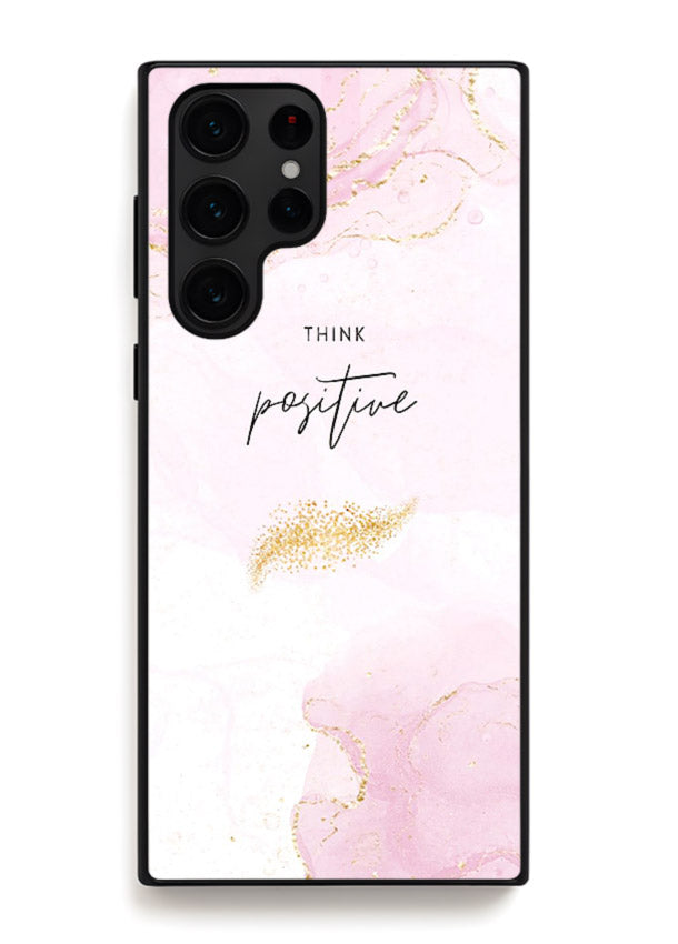 Pink cloudscape quote printed on Samsung S25 Ultra glass back cover with calming tones.