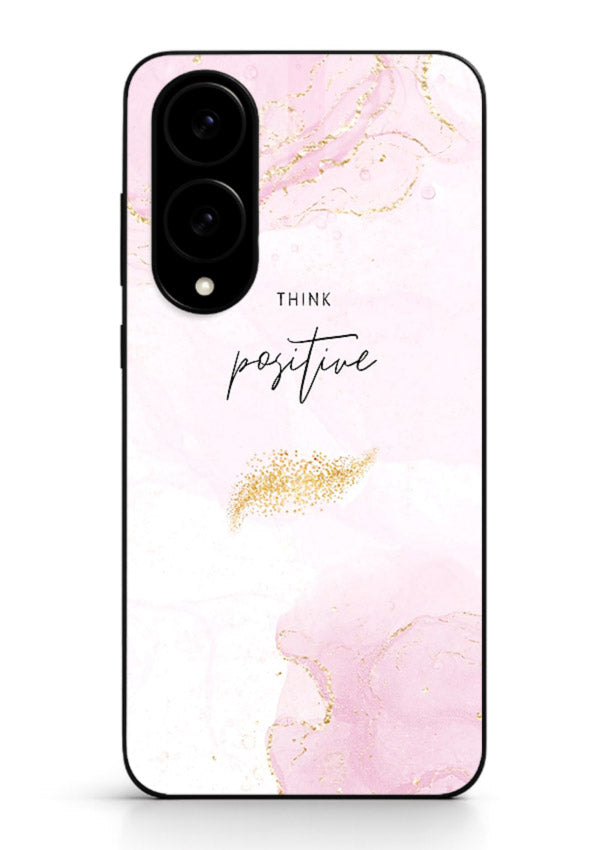 Pink cloudscape quote printed on Samsung S25 Edge glass back cover with calming tones.