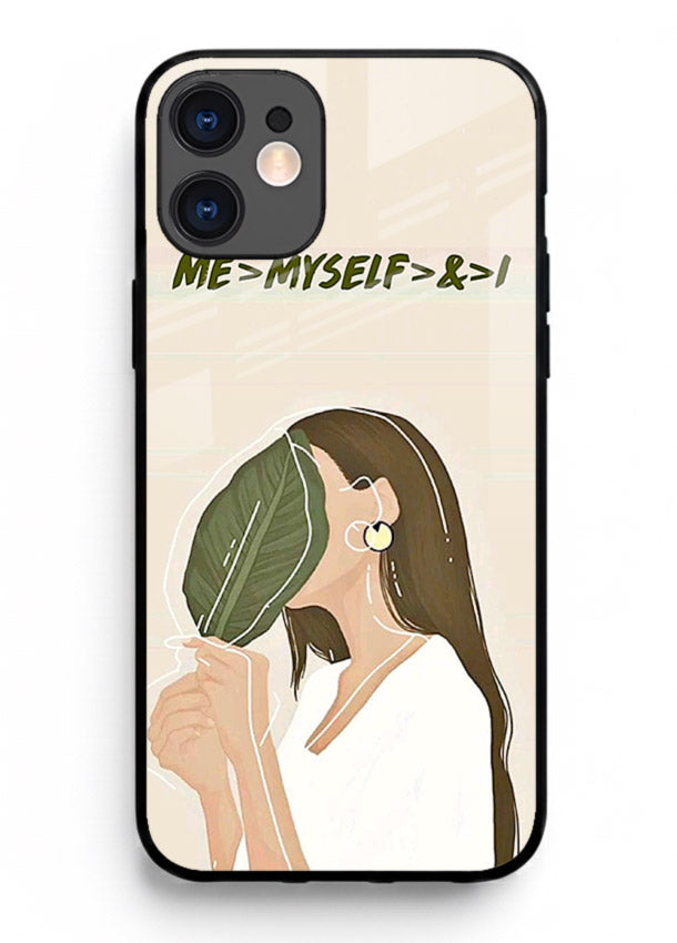 Thinking Girl Pink minimal girl artwork iphone 12 mini glass back cover