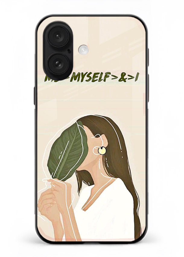 Thinking Girl Pink minimal girl artwork iphone 18 glass back cover