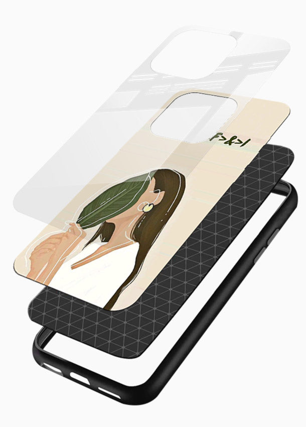 Thinking Girl Pink minimal girl artwork glossy vibrant premium glass back cover - Angle Layers
