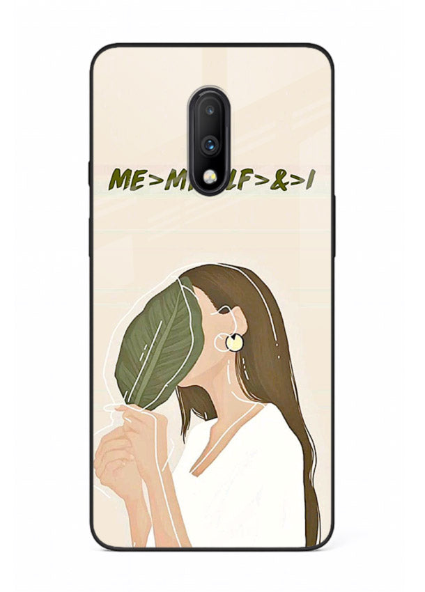 Thinking Girl Pink minimal girl artwork OnePlus 7 glass back cover