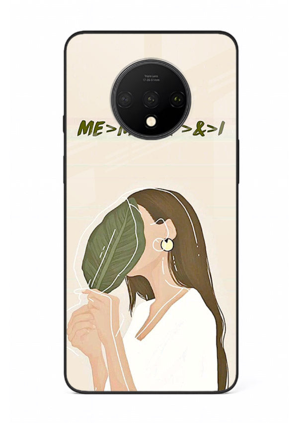 Thinking Girl Pink minimal girl artwork OnePlus 7T glass back cover