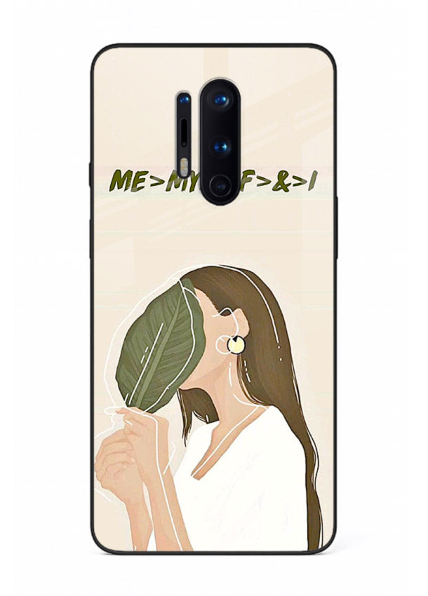 Thinking Girl Pink minimal girl artwork OnePlus 8 Pro glass back cover