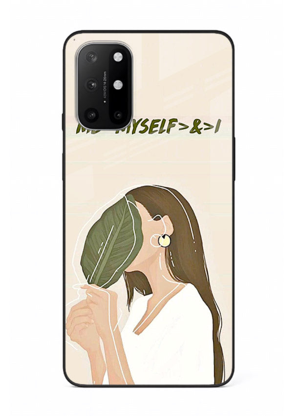 Thinking Girl Pink minimal girl artwork OnePlus 8T glass back cover