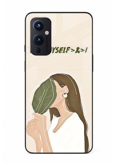 Thinking Girl Pink minimal girl artwork OnePlus 9 Pro glass back cover