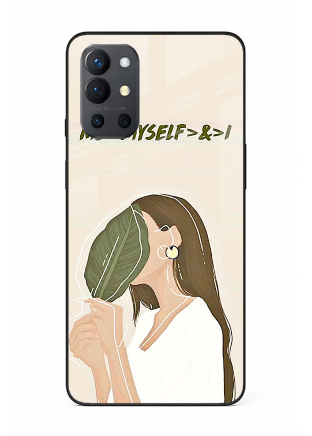 Thinking Girl Pink minimal girl artwork OnePlus 9R glass back cover