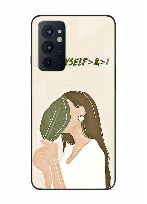 Thinking Girl Pink minimal girl artwork OnePlus 9RT glass back cover