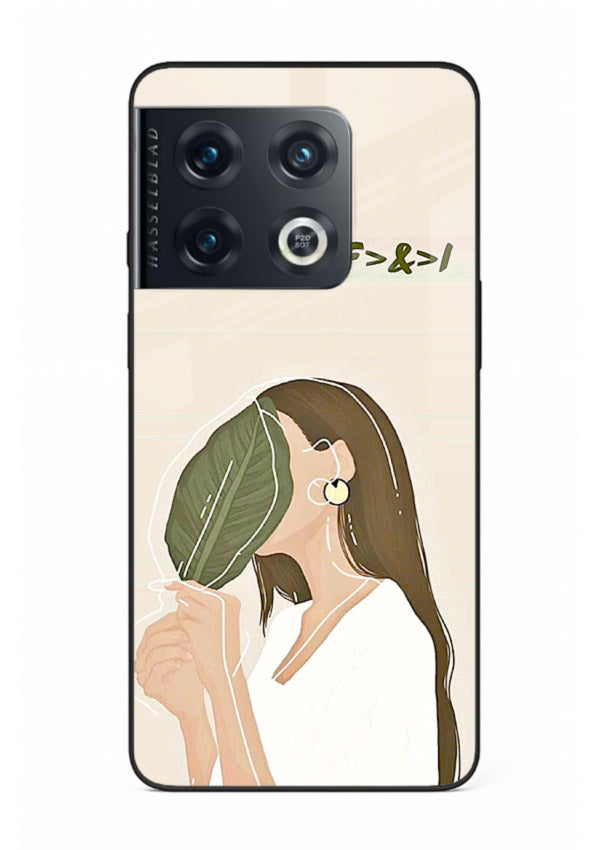 Thinking Girl Pink minimal girl artwork OnePlus 10 Pro glass back cover