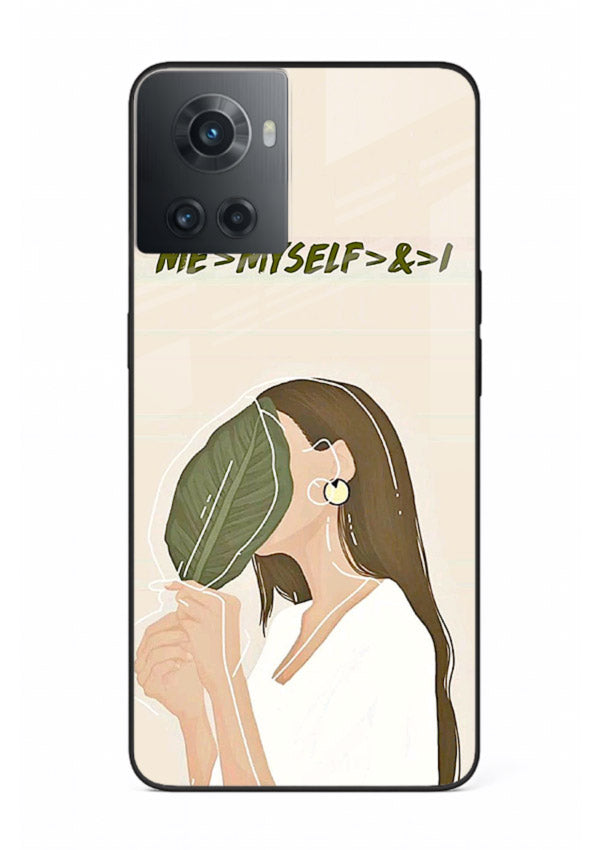 Thinking Girl Pink minimal girl artwork OnePlus 10R glass back cover