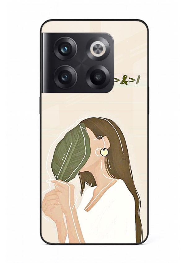 Thinking Girl Pink minimal girl artwork OnePlus 10T glass back cover