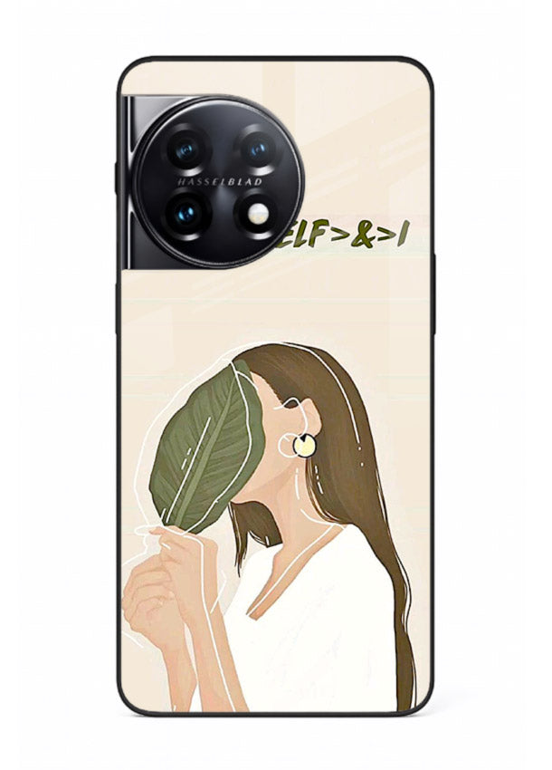 Thinking Girl Pink minimal girl artwork OnePlus 11R glass back cover