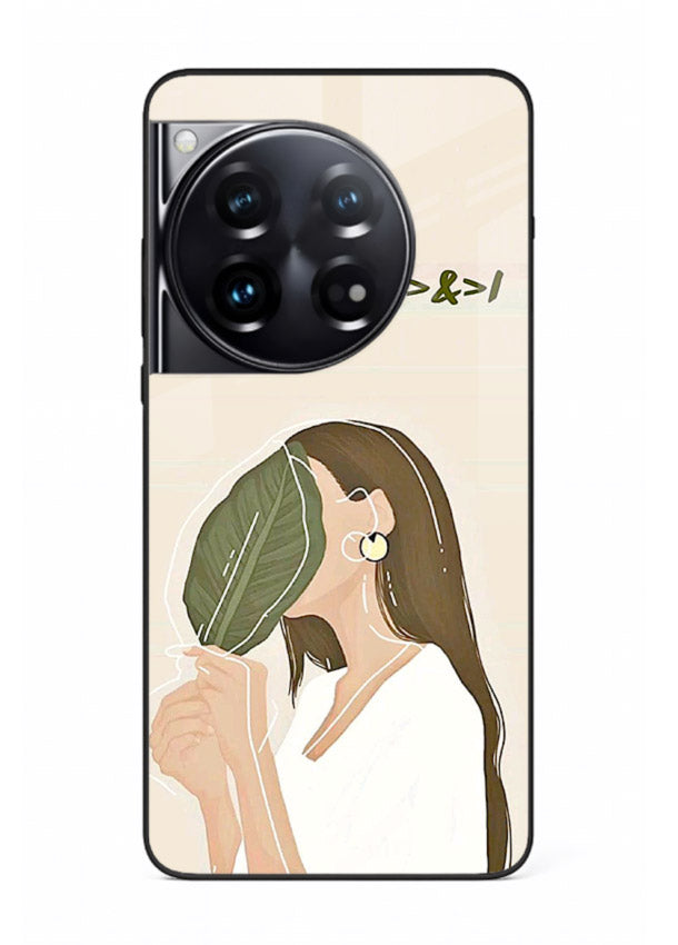 Thinking Girl Pink minimal girl artwork OnePlus 12 glass back cover