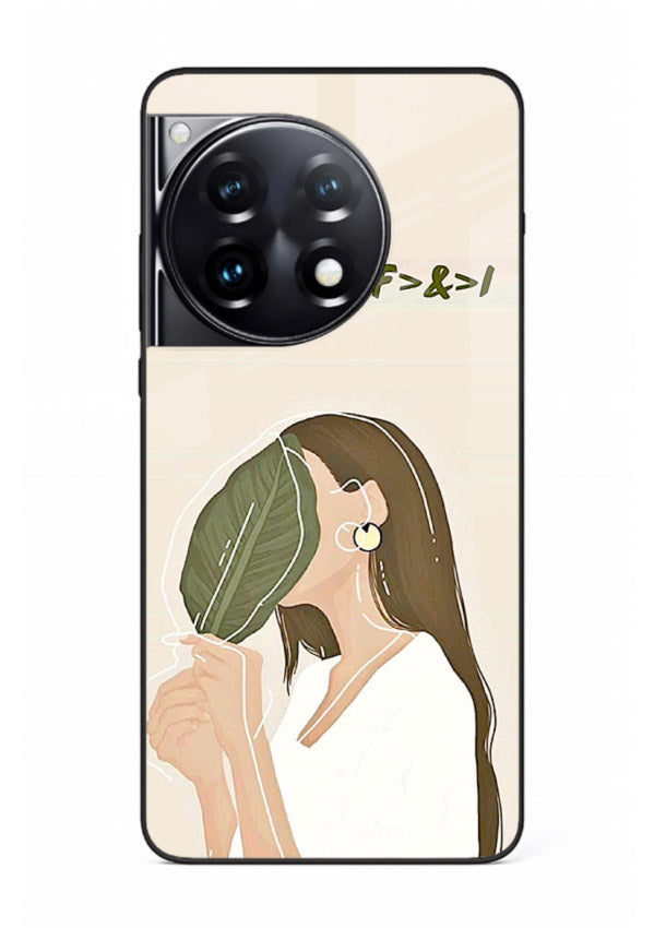 Thinking Girl Pink minimal girl artwork OnePlus 12R glass back cover