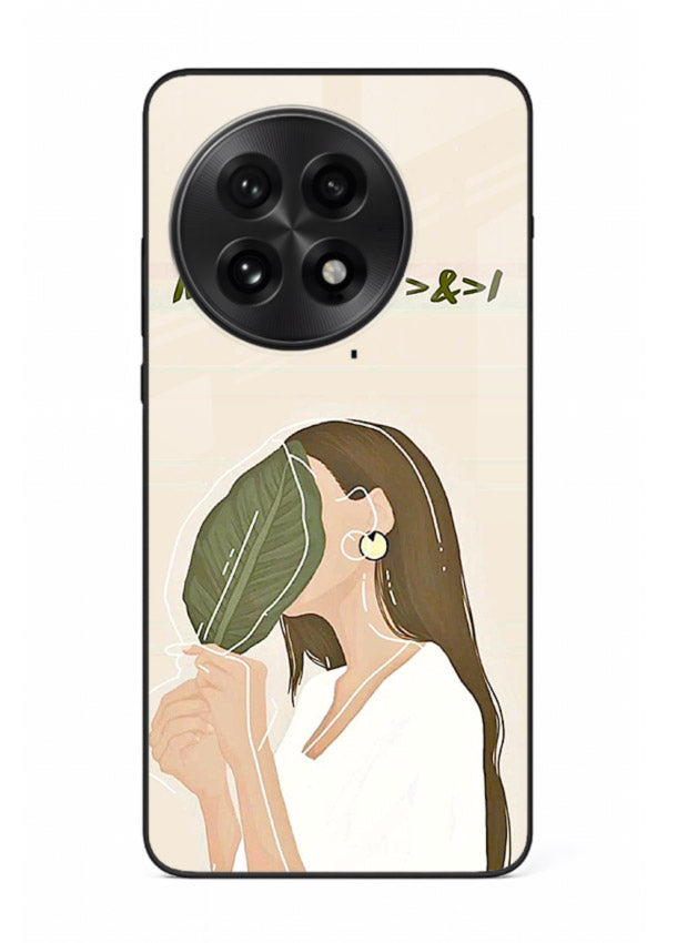 Thinking Girl Pink minimal girl artwork OnePlus 13R glass back cover