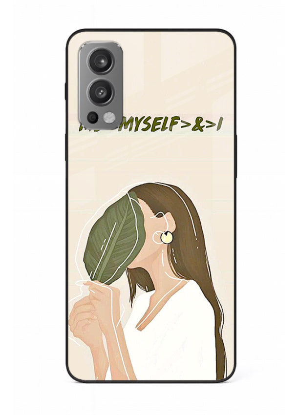 Thinking Girl Pink minimal girl artwork OnePlus Nord 2 glass back cover
