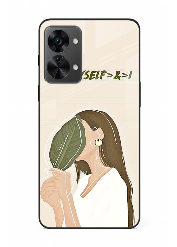 Thinking Girl Pink minimal girl artwork OnePlus Nord 2T glass back cover