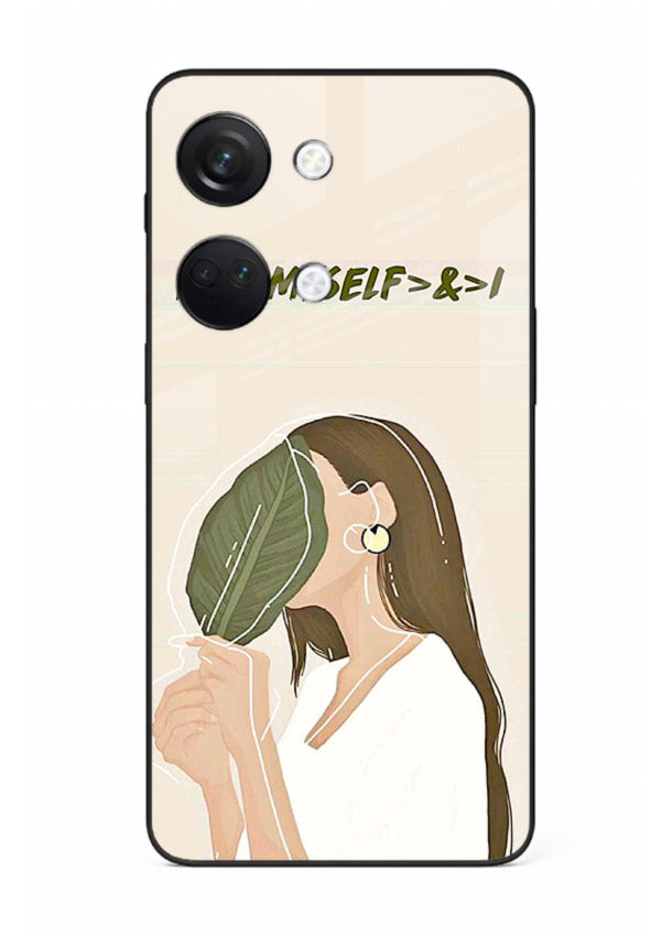Thinking Girl Pink minimal girl artwork OnePlus Nord 3 glass back cover