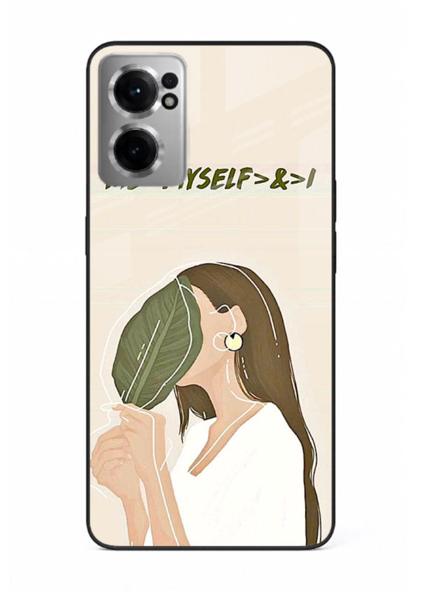 Thinking Girl Pink minimal girl artwork OnePlus Nord CE2 5G glass back cover
