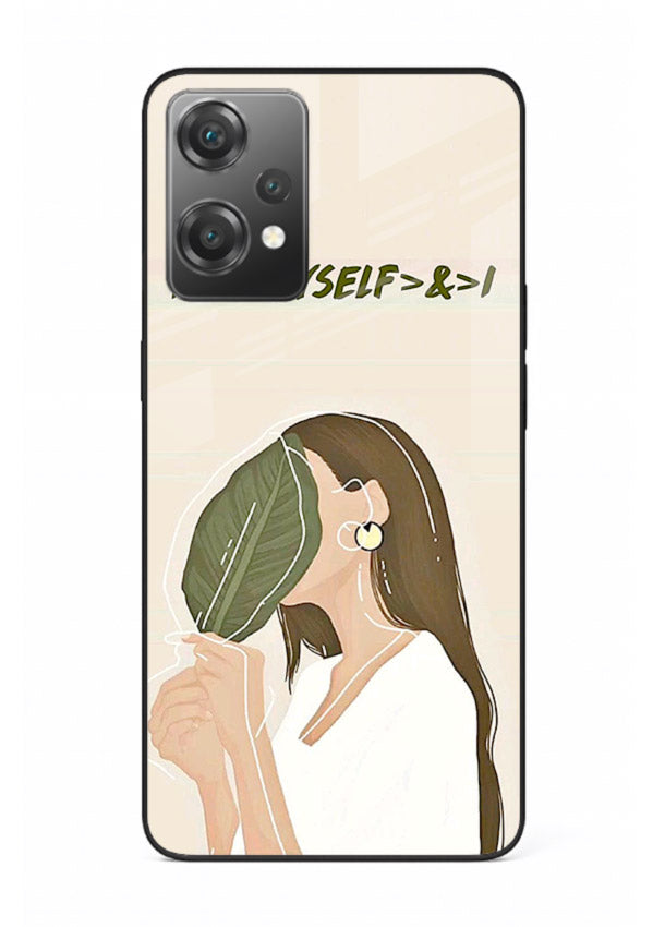 Thinking Girl Pink minimal girl artwork OnePlus Nord CE2 Lite 5G glass back cover