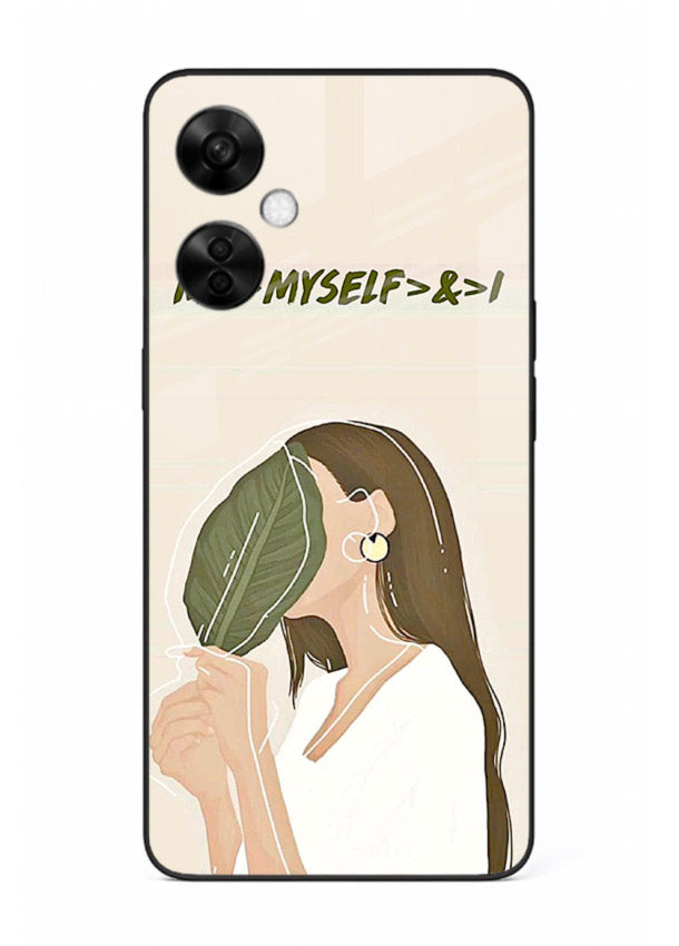 Thinking Girl Pink minimal girl artwork OnePlus Nord CE3 Lite glass back cover