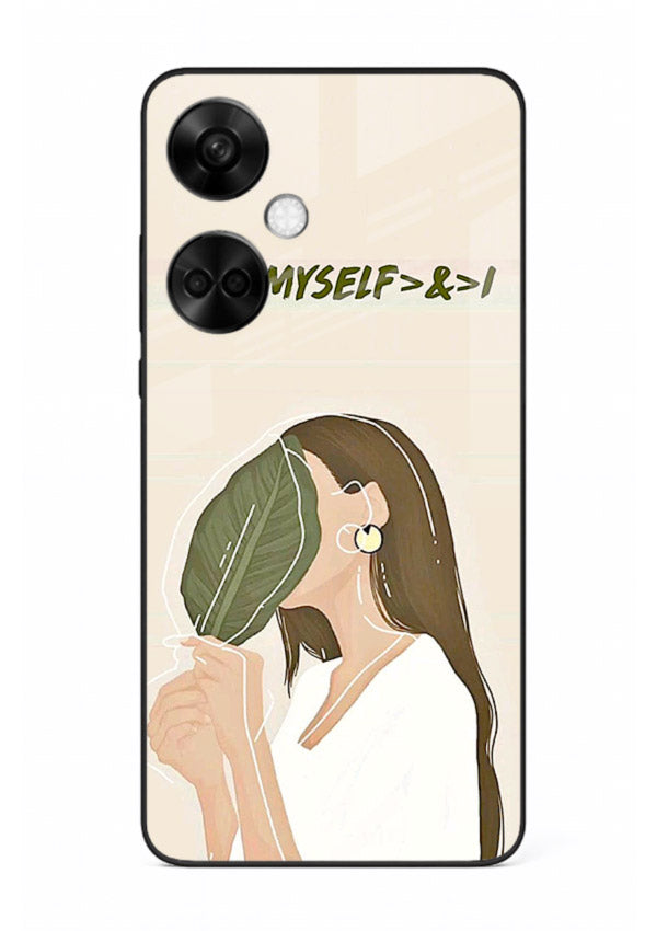 Thinking Girl Pink minimal girl artwork OnePlus Nord CE3 glass back cover