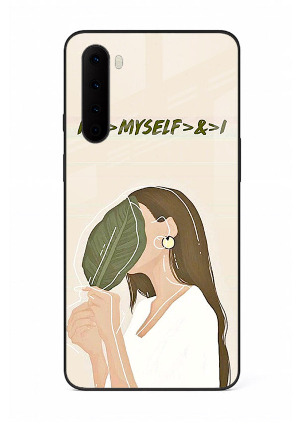 Thinking Girl Pink minimal girl artwork OnePlus Nord glass back cover
