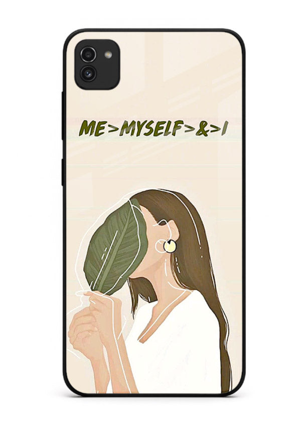 Thinking Girl Pink minimal girl artwork Samsung A03 glass back cover