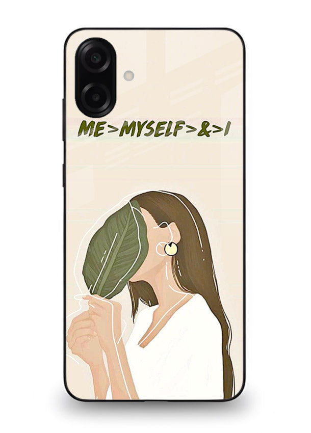 Thinking Girl Pink minimal girl artwork Samsung A06 5G glass back cover