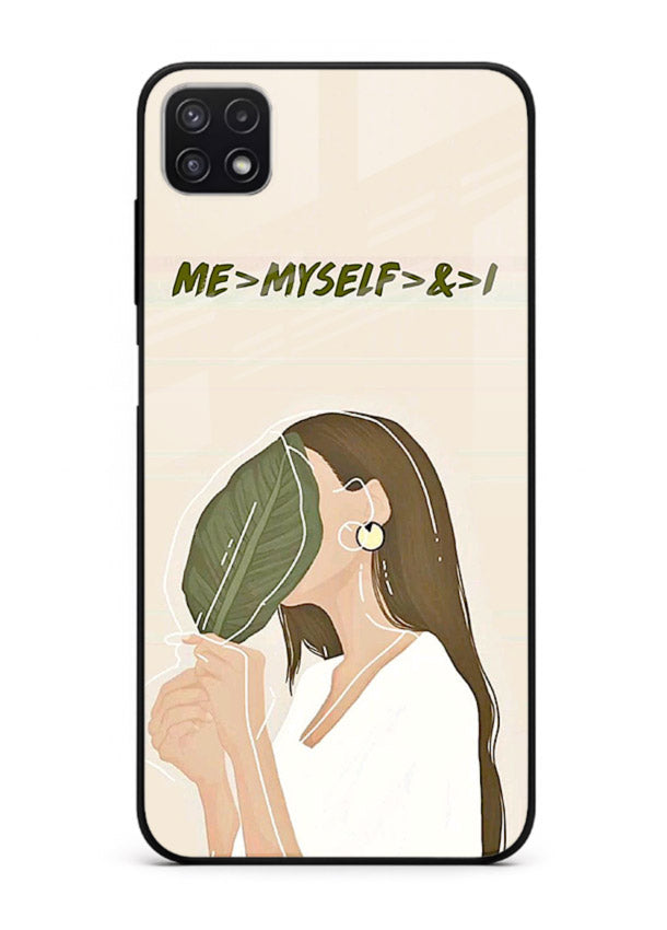 Thinking Girl Pink minimal girl artwork Samsung F42 5G glass back cover