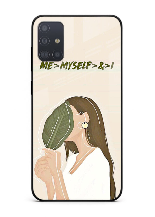 Thinking Girl Pink minimal girl artwork Samsung A51 glass back cover