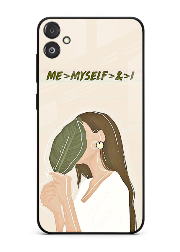 Thinking Girl Pink minimal girl artwork Samsung F05 5G glass back cover